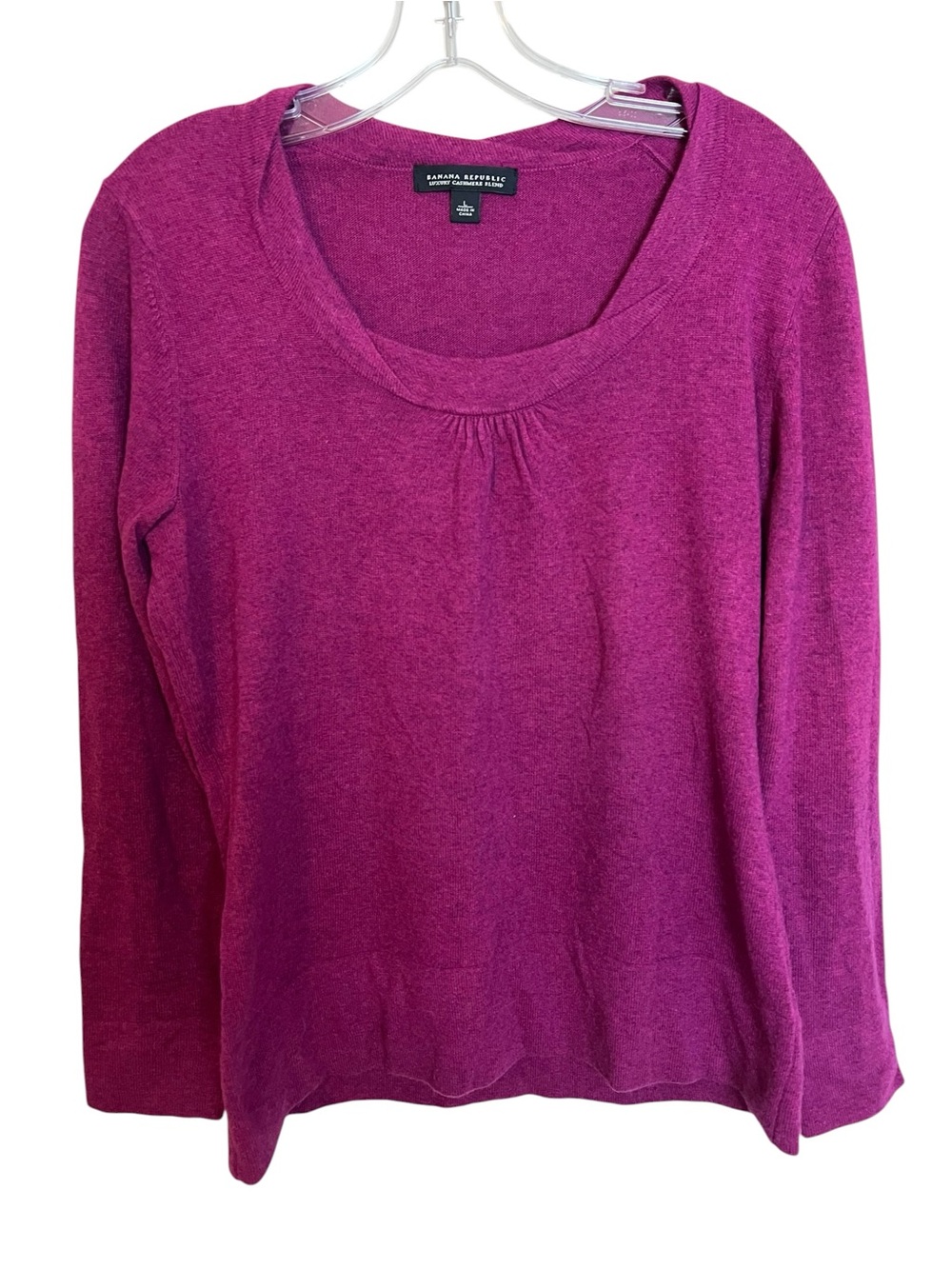 Banana Republic Cashmere Wool Blend Sweater M Magenta Pink Scoop Neck Pullover